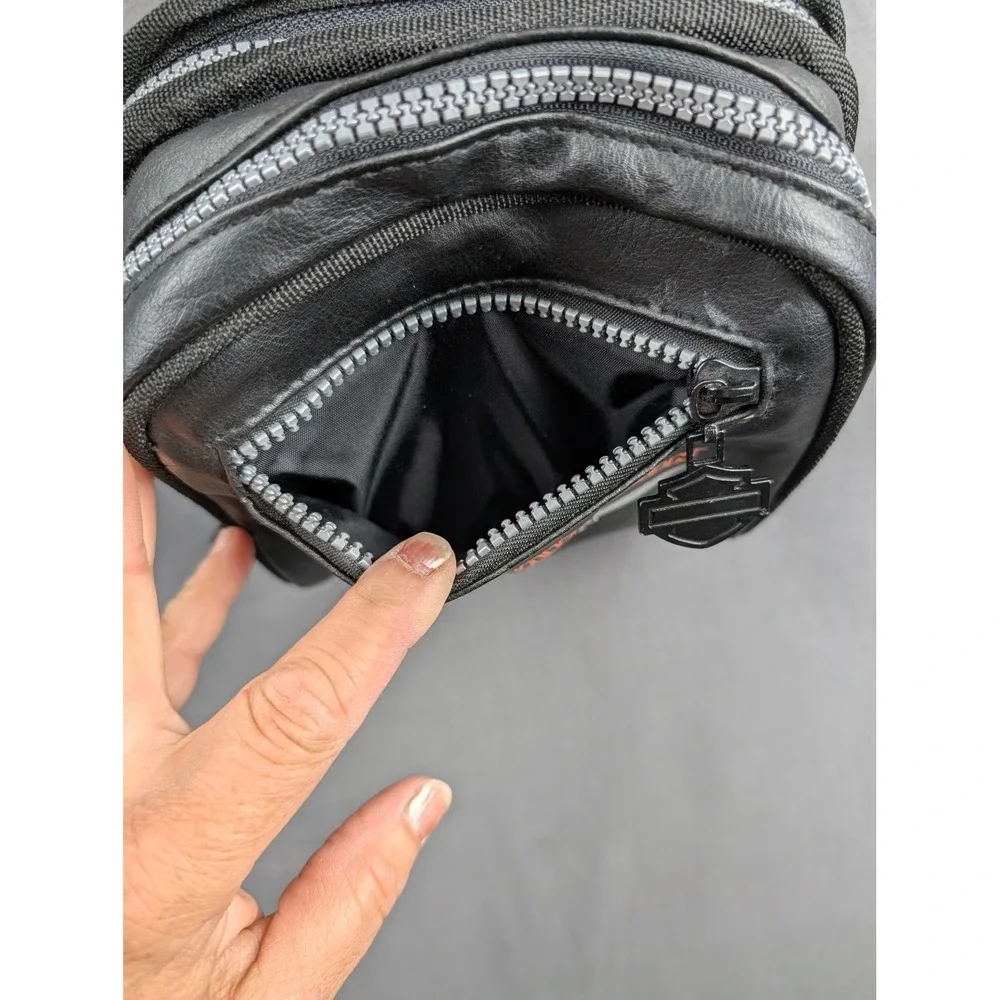 Harley Davidson Black Faux Leather CD Case Crossbody Bag Biker Moto Logo